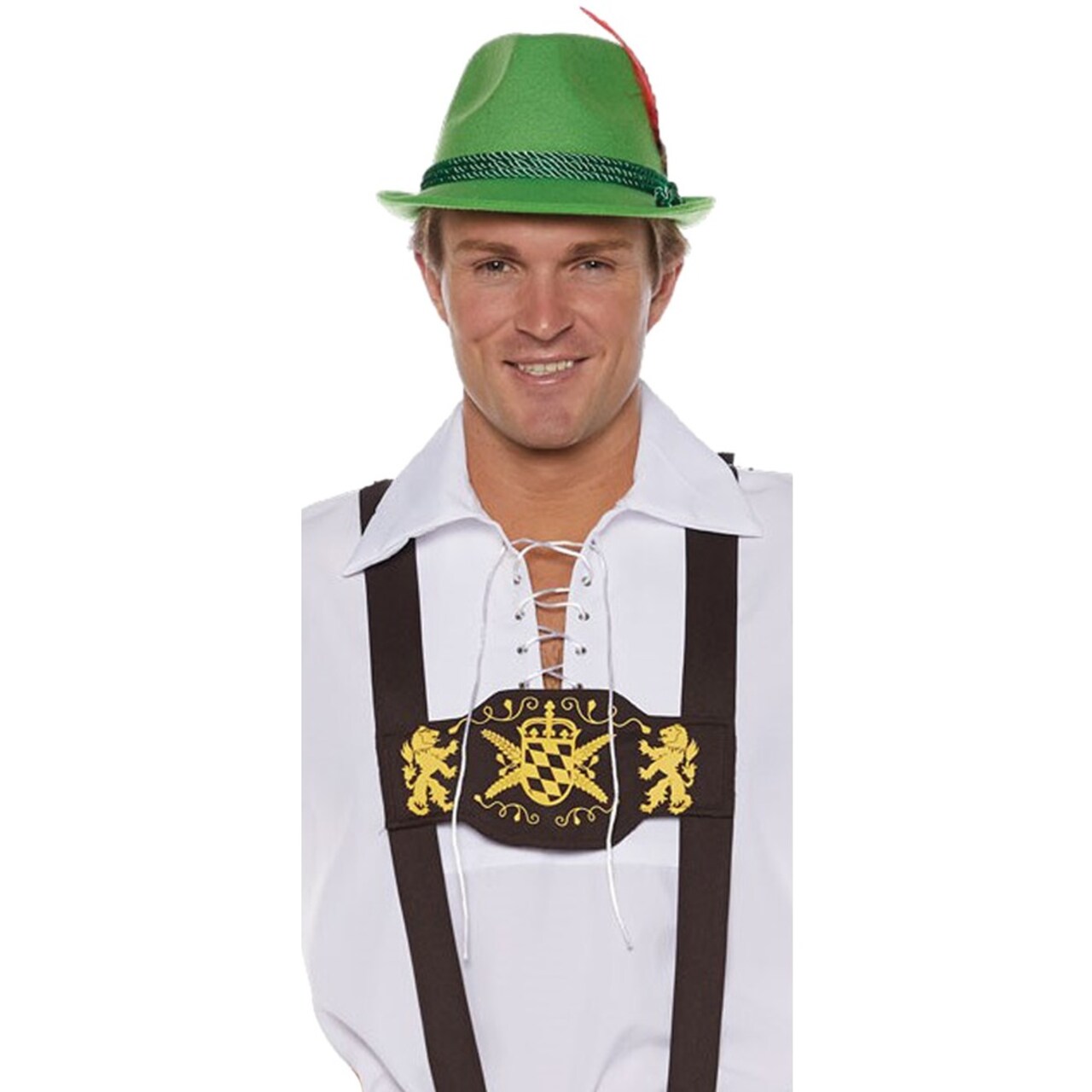 The Costume Center Brown and Yellow Lederhosen Men Adult Halloween Suspenders Costume Accessory - One Size